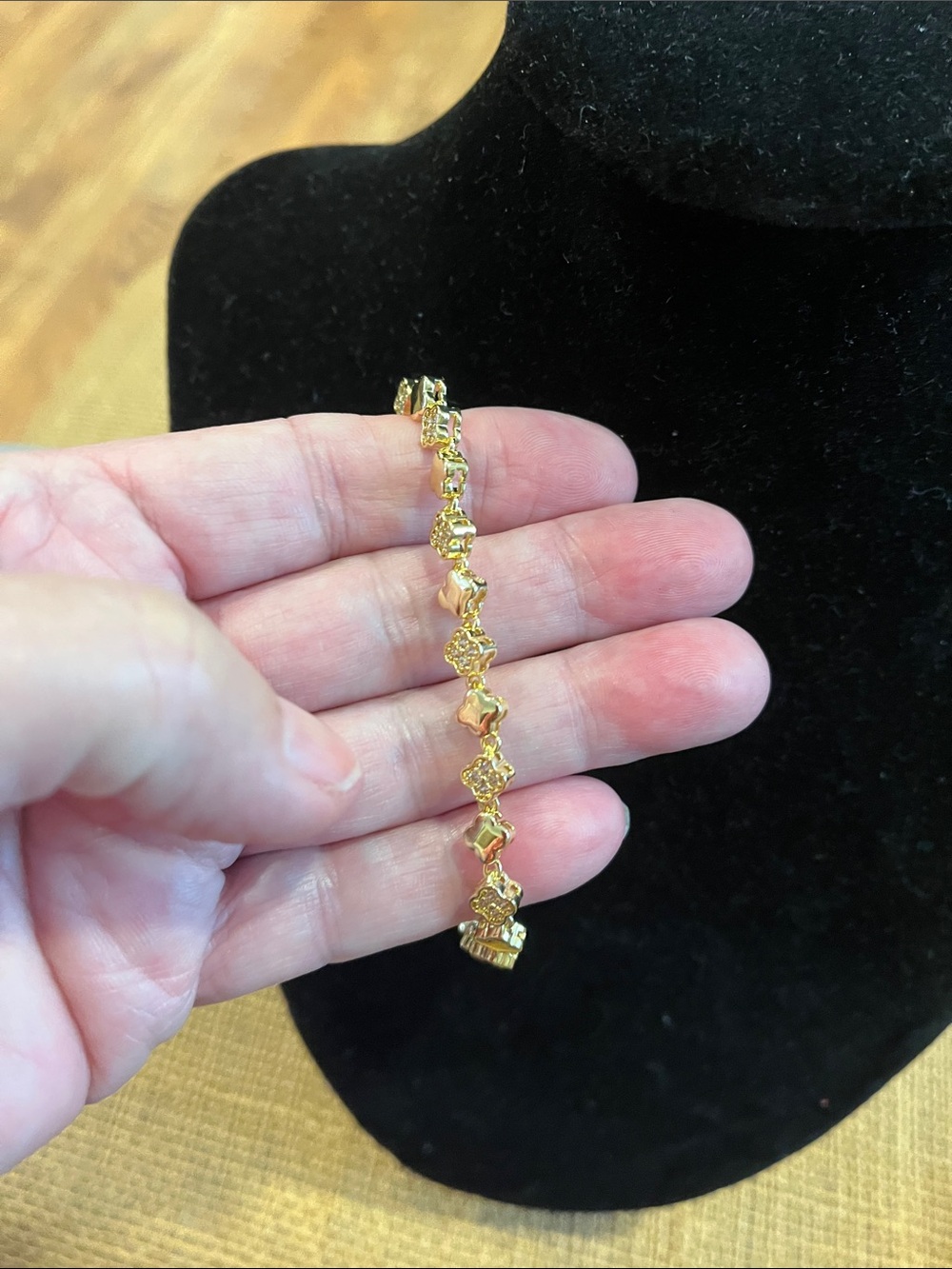 Gold and clear cubic  zirconia bracelet